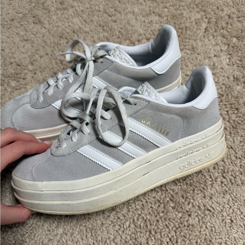 Adidas Women's Gazelle Platform Gray Sneakers - Picture 3 of 3